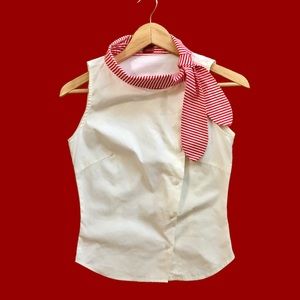 Cedar Ivory White and Red Sleeveless Blouse